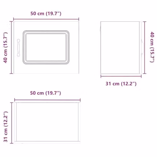 vidaXL Kalmar Dishwasher Panel in Black, W/D/H: 50 x 31 x 40 cm