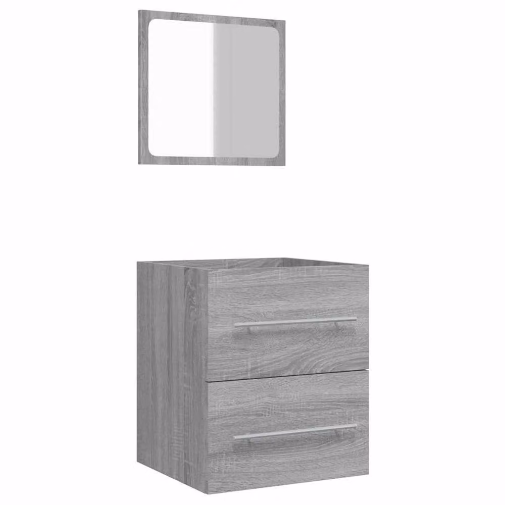 Berkfield Home Modern Wall Mounted Grey Bathroom Cabinet with Mirror and LED Lighting, W/D/H: 41 x 38.5 x 48 cm – 2