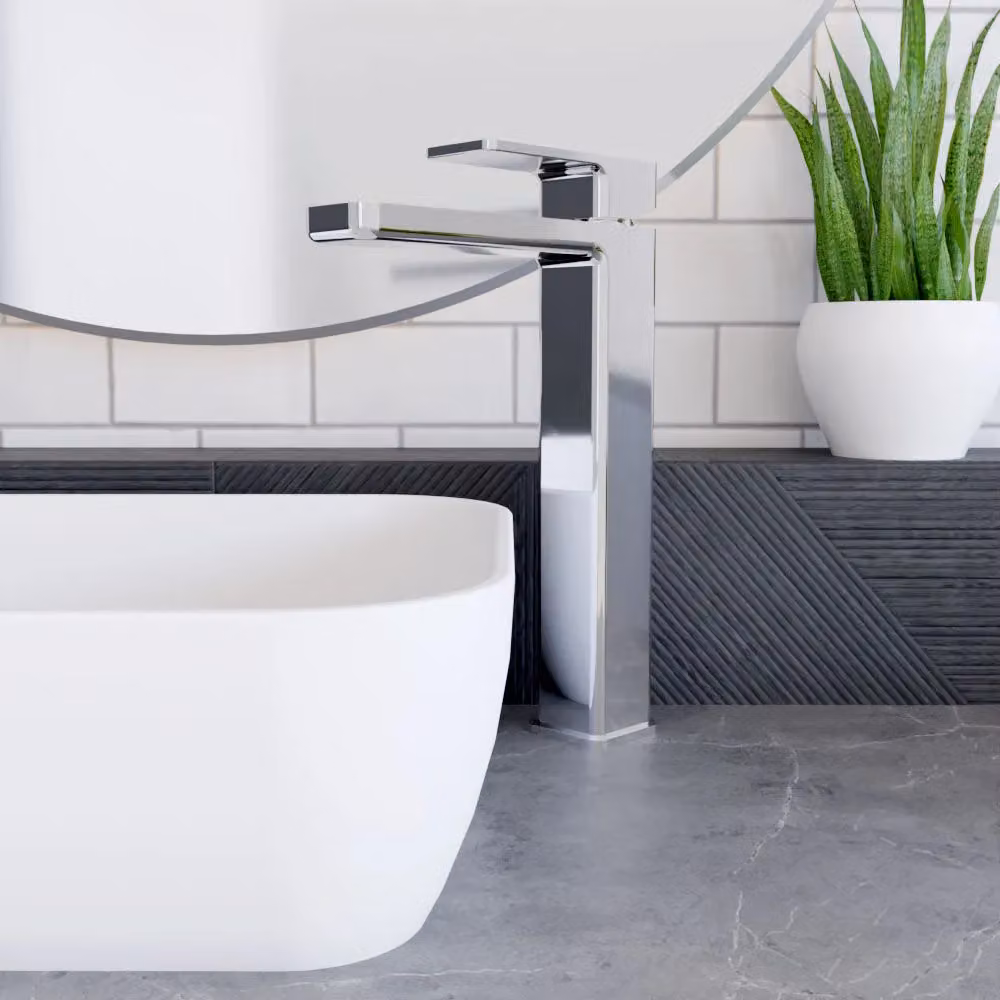Balterley Square High Rise Mono Basin Mixer Tap, Chrome Silver, H 29.0 cm x W 15.0 cm x D 24.3 cm – 2