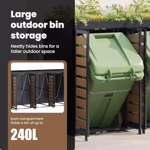 vidaXL Wheelie Bin Storage for 6 Bins in Anthracite Steel – 4