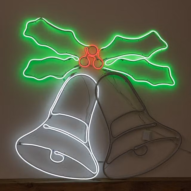 Samuel ALEXANDER Multicolour LED Neon Christmas Bells Wall Mounted Decoration – 1