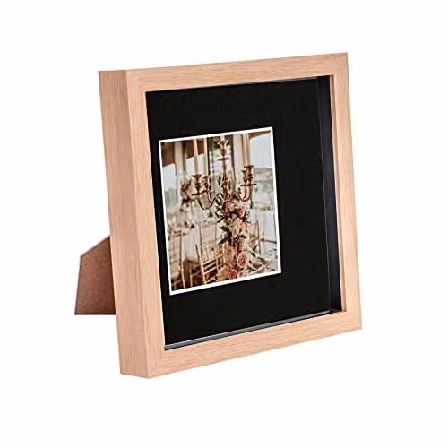 Nicola Spring Square 3D Shadow Box Photo Frame in Black and Brown with Glass Aperture – 1