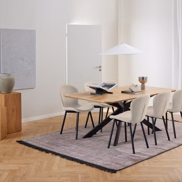 Furniture To Go Irwine Modern Rectangular Oak Dining Table in Black or Brown