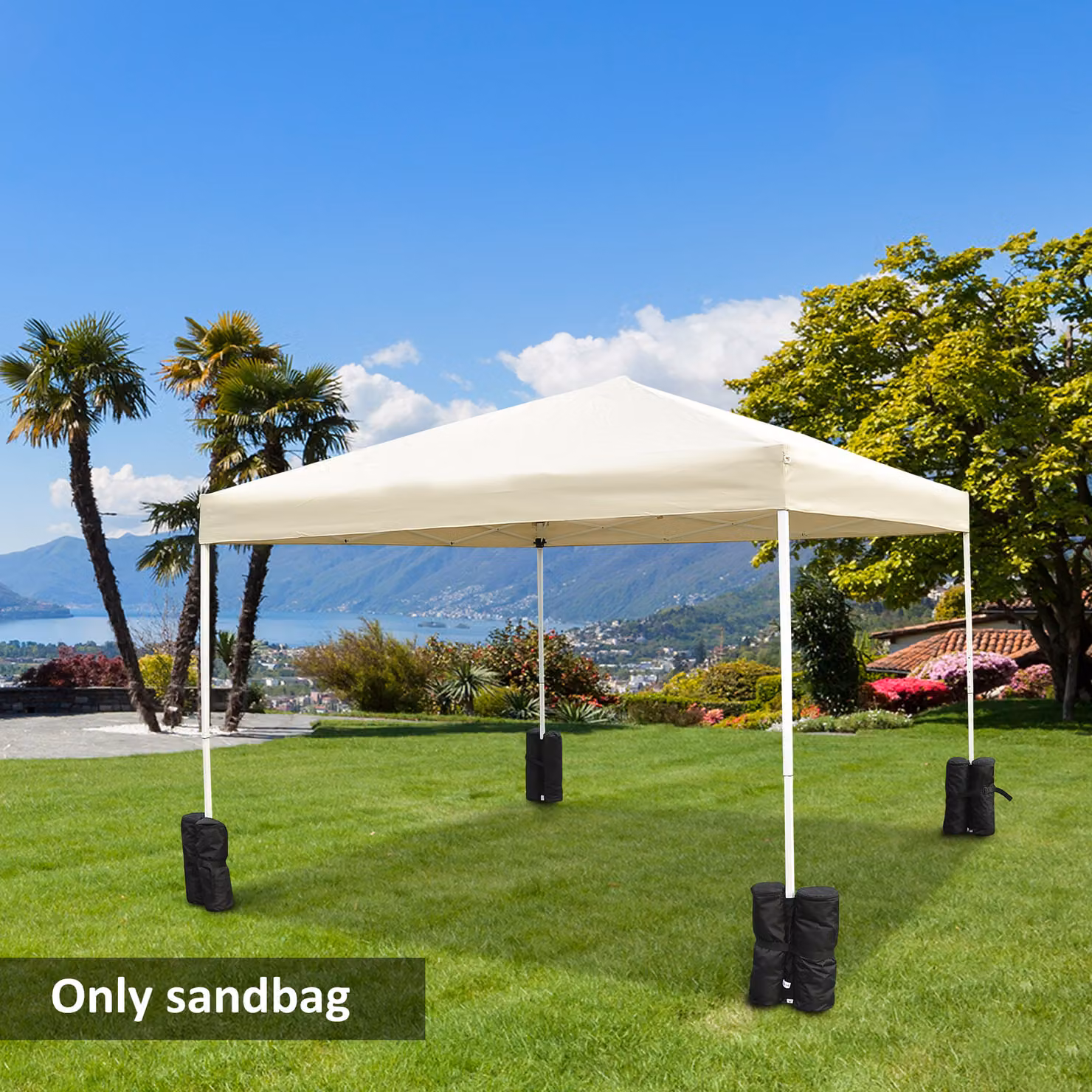 Outsunny Heavy Duty Gazebo Sand Bag Weights, 4-Piece Black Nylon Leg Weights for Marquee and Tent Canopy Base – 2