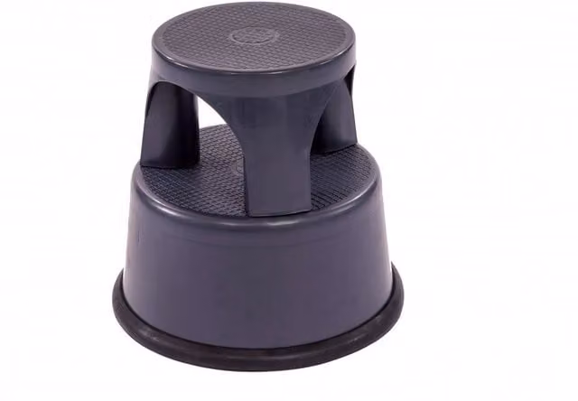 Oypla Heavy Duty Grey Plastic Rolling Kick Step with Rubber Feet