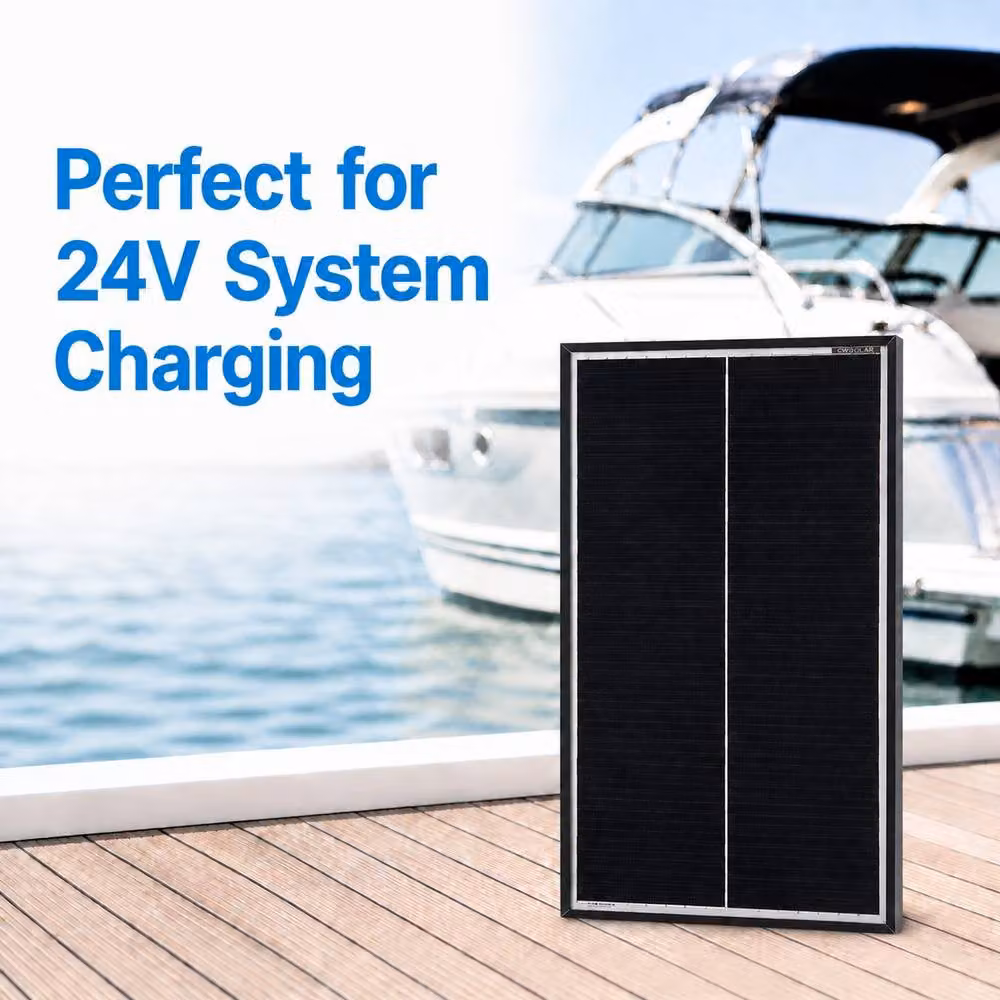GWSOLAR 24W Monocrystalline PERC Compact Solar Panel for 24V Battery, Black – 2