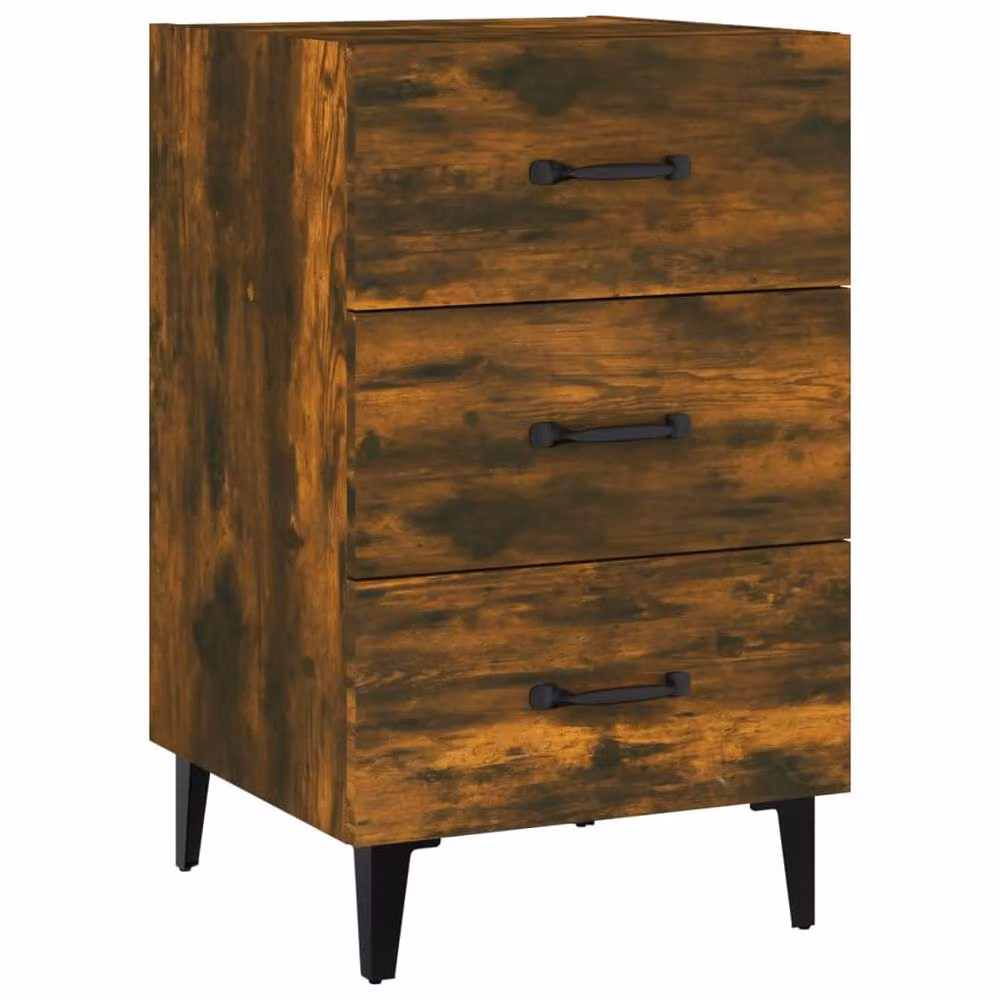 Berkfield Home Elegant Bedside Cabinet in Smoked Oak Brown, W/D/H: 40 x 40 x 66 cm – 3