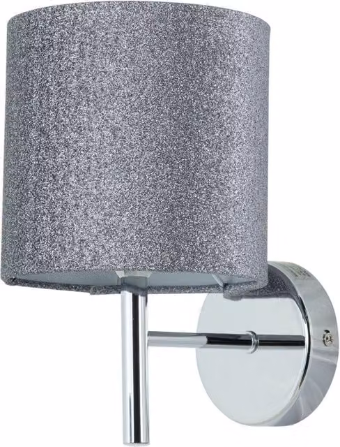 First Choice Lighting Brea Chrome Wall Light in Silver and Grey, H: 23.4 cm, W: 15.0 cm, D: 15.5 cm