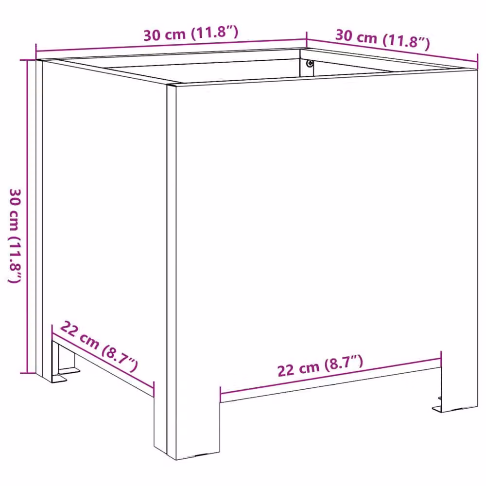 Berkfield Home Steel Garden Planter Tub, Green, W/D/H: 30 x 30 x 30 cm – 5