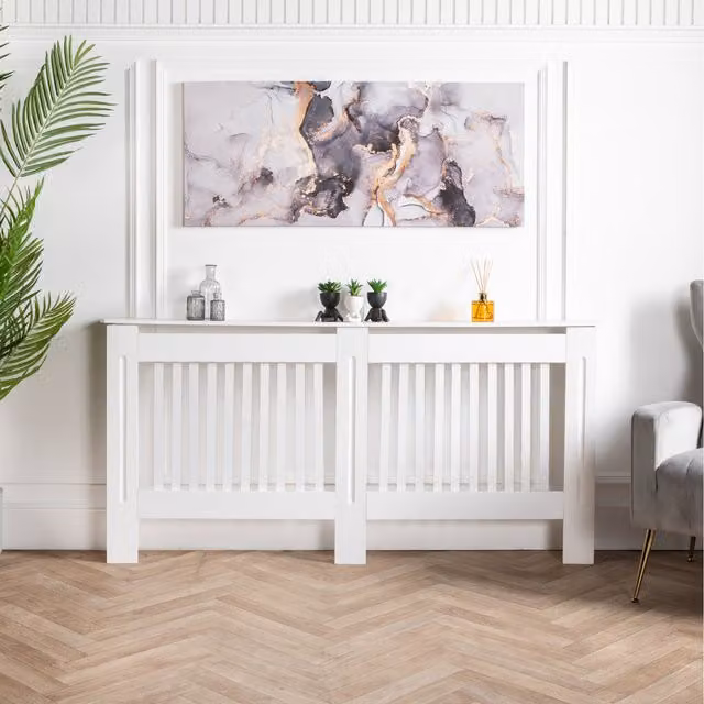 Home Treats Modern MDF Radiator Cover in White or Grey, Width: 172 cm