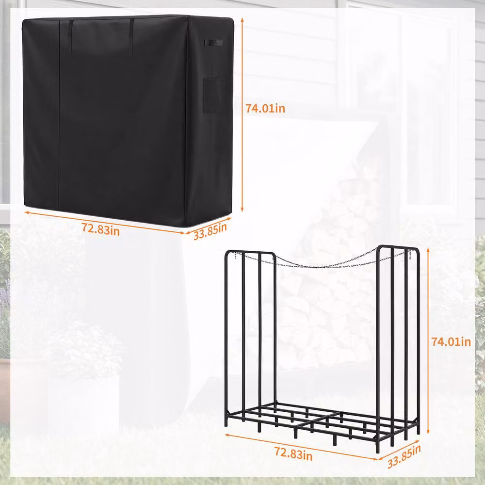 London Boutique Heavy Duty 6FT Steel Firewood Rack and Log Holder in Matt Black – 5