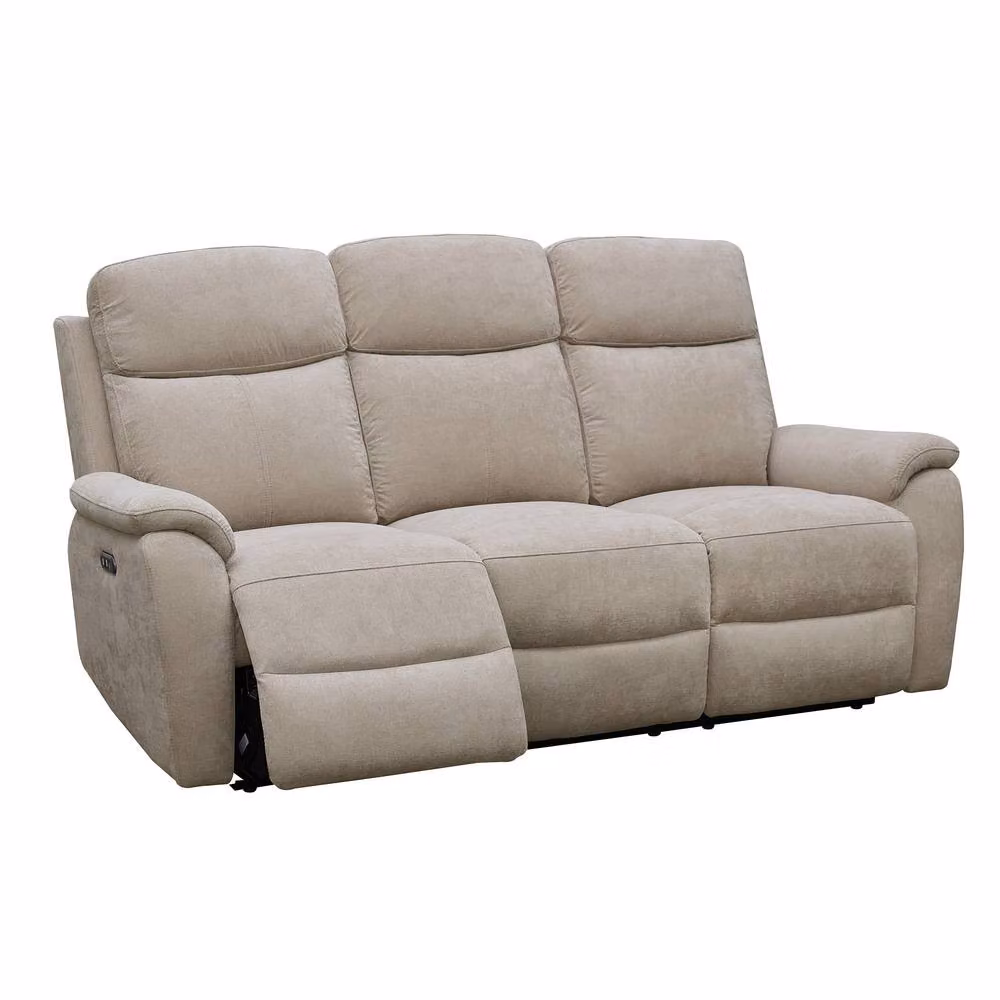 Aspire Richmond 3 and 2 Seater Power Recliner Sofa Set in Beige Chenille Fabric with USB Charging – 2