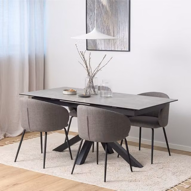 Furniture To Go Heaven Extendable Rectangular Dining Table with Matt Grey Ceramic Top, 168 cm