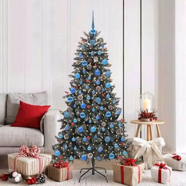 Berkfield Home Green Artificial Christmas Tree with 300 LEDs, W/D/H: 99 x 99 x 180 cm