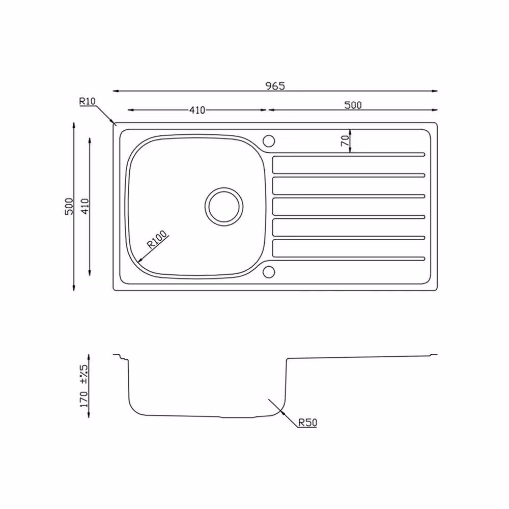 PAWNORA Single Bowl Satin Matt Inset Stainless Steel Kitchen Sink in Silver – 2