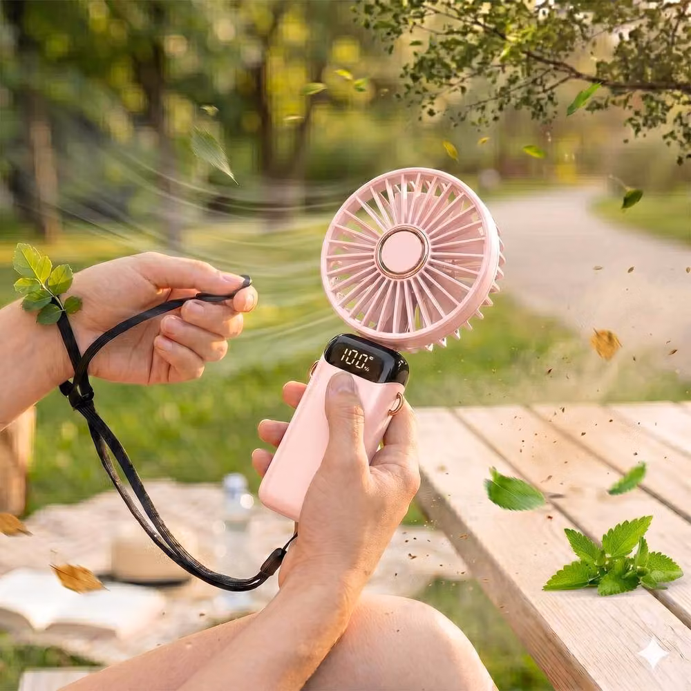 Dragodirect Handheld Mini USB Rechargeable Fan with 5 Speeds and Type C Charging in Pink – 2