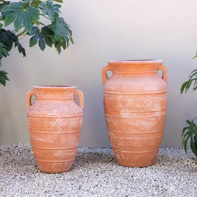 Primrose Antique Terracotta Athenian Jar Vase Planter, Brown and Orange, H 75 cm x W 45 cm x D 45 cm