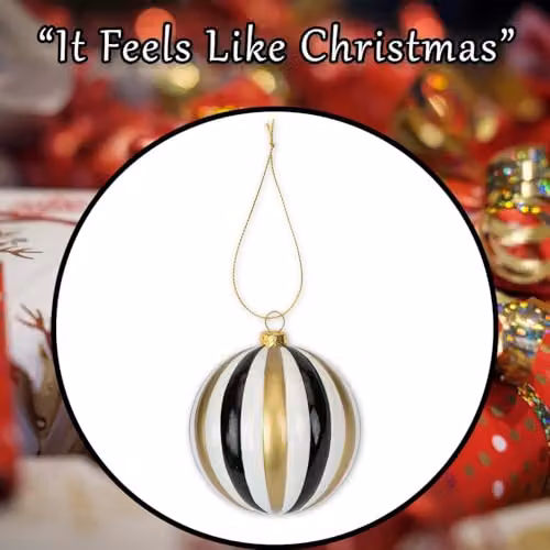 VFM e-Store Christmas Hanging Bauble Decoration in Gold, Black and White – 6