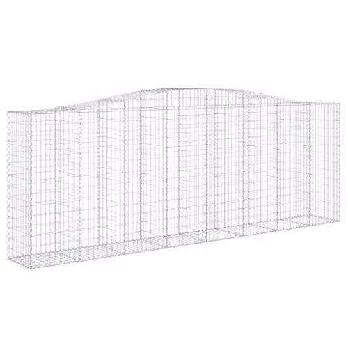 vidaXL Arched Gabion Baskets, 2 Pieces, Silver Galvanised Steel, W: 400 cm, D: 50 cm, H: 140/160 cm