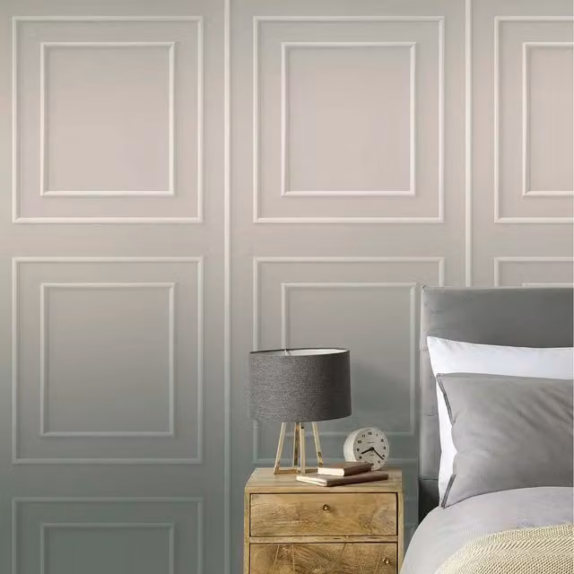 Rasch Beaded Wood Panel Realistic 3D Effect Panelling Wallpaper in Grey and Beige