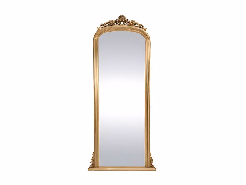 Vente-unique Large Rectangular Paulownia Wood Wall Mirror in Gold, H 180 cm x W 80 cm – 2