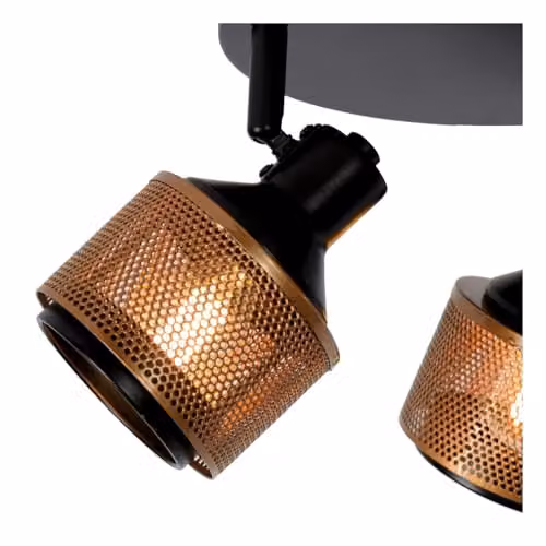 Lucide Rafa Dimmable and Adjustable Metal Ceiling Spotlight in Black, Diameter: 35 cm, 3 x E14 – 3