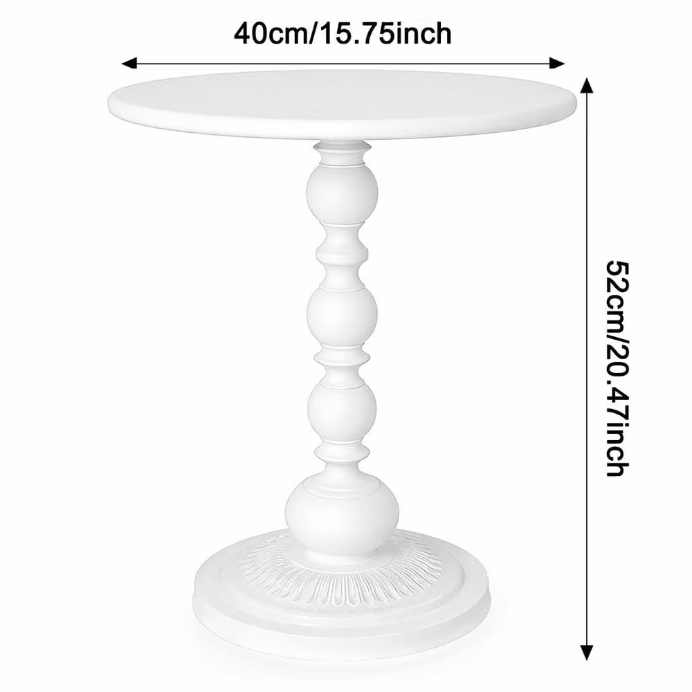FORGEVIO Modern White Glossy Round Nightstand Bedside Table – 2