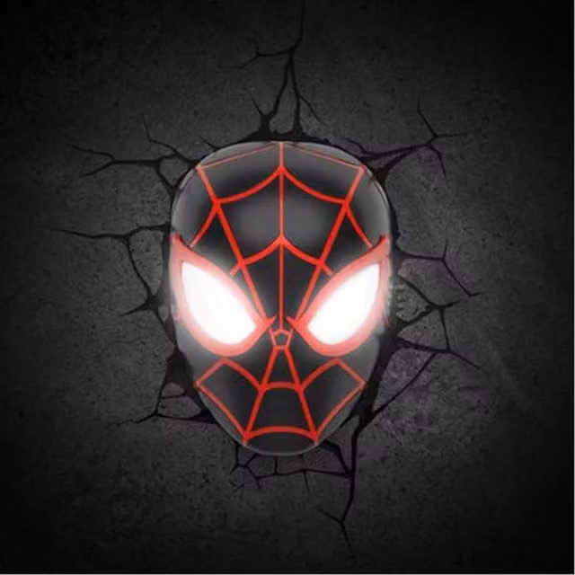 Spider-Man Miles Morales Face 3D LED Light in Red and Black