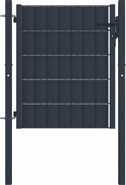 Berkfield Home Anthracite Single Swing Fence Gate in PVC and Steel, W: 100 cm, H: 101 cm