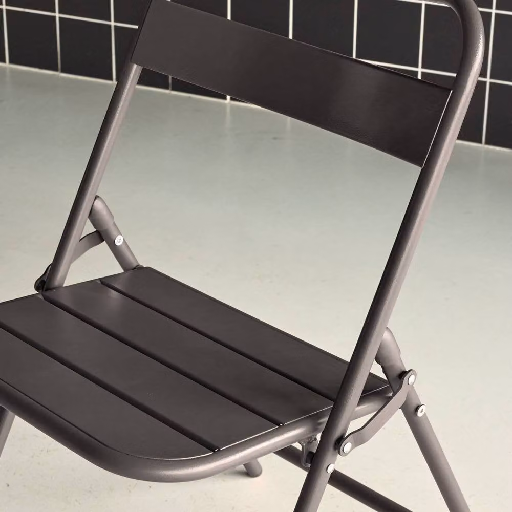 sweeek Set of 4 folding steel garden chairs in dark grey – 3