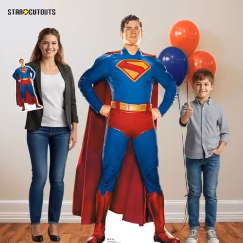 Star Cutouts Superman Movie Hero Pose David Corenswet Lifesize Cardboard Cutout, Multicolour, Height: 193 cm – 2
