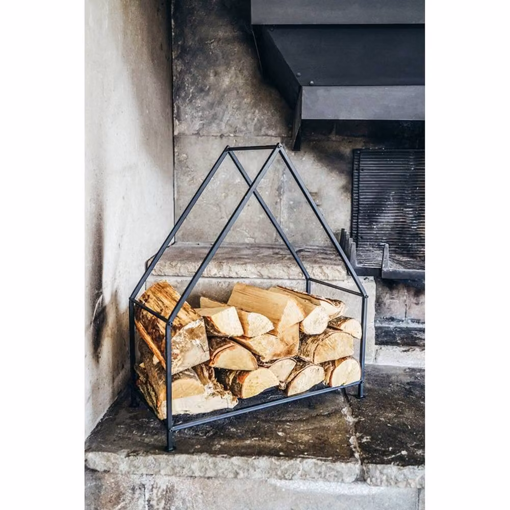 Lemon Pavilion Iron Log Holder, Black, W: 56 cm, D: 31.5 cm, H: 65 cm – 2