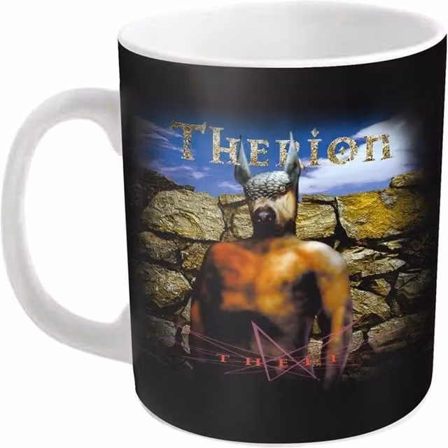 Therion Theli Ceramic Mug in Black, White and Yellow