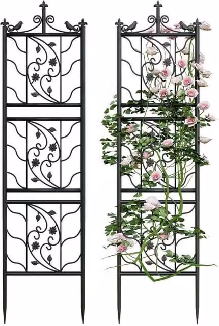 Kelvenix Black Metal Garden Trellis Climbing Plant Support Frame – 1