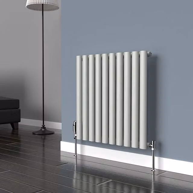 Lux Heat Oval Horizontal Coloured Radiator in Dove Grey, W: 60.0 cm, H: 54.0 cm