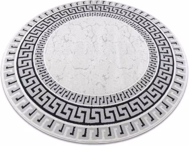 RugsX Allure Round Geometric Rug in White, Diameter: 150 cm – 1