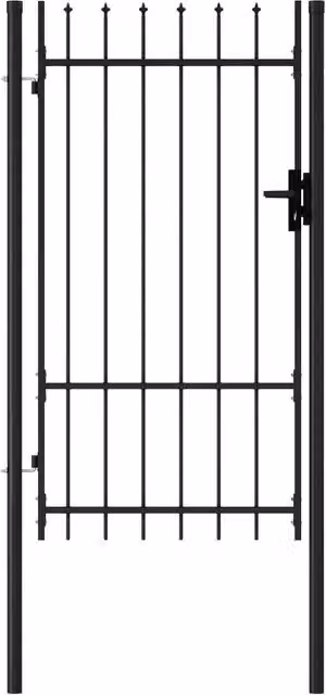 Berkfield Home Black Steel Single Swing Fence Gate with Spike Top, W: 1.0 m, H: 1.75 m