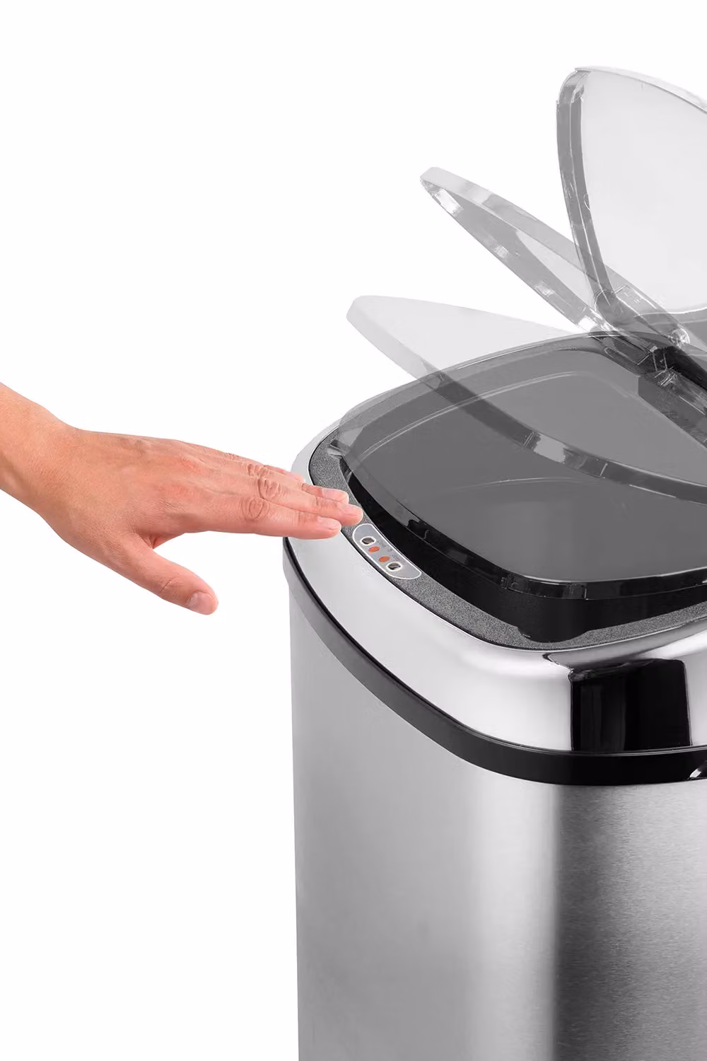 Tower 58L Sensor Lid Kitchen Bin with Soft Close Stainless Steel Body in Silver – 3