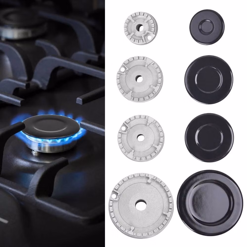 EONLION 4-Piece Black Gas Hob Burner Cap Kit for UK Cookers – 3