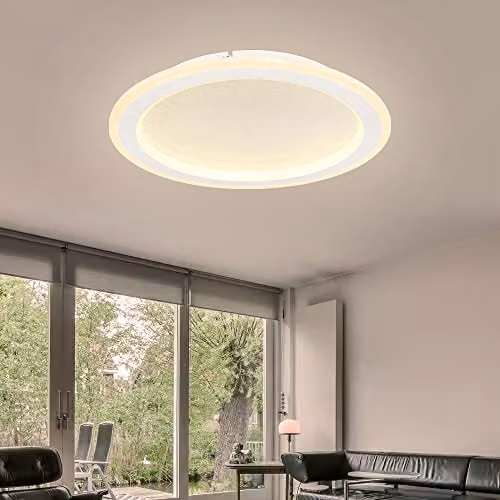 Globo Lighting White Crystal LED Ceiling Light with Remote Control and Dimming Function, D x H: 40 x 5 cm – 3