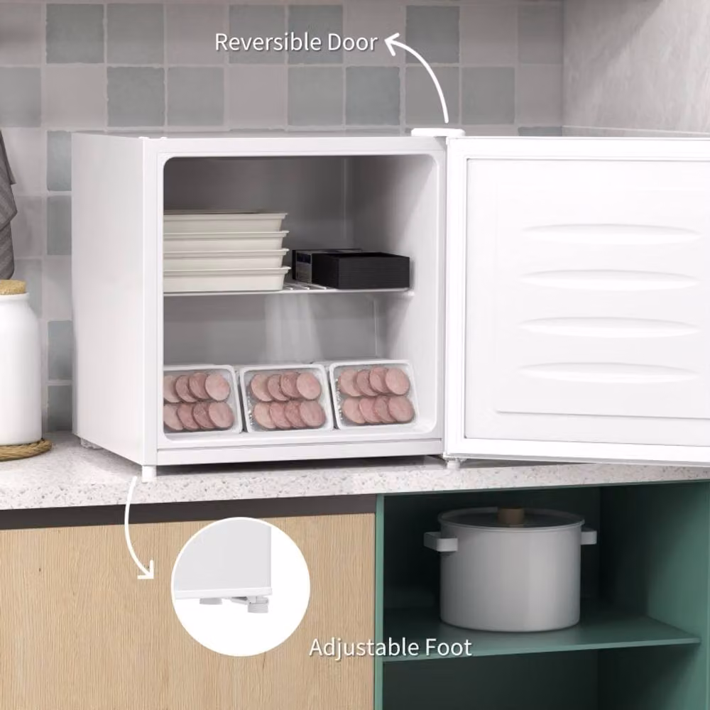 Rolipo 35L White Compact Countertop Upright Mini Freezer with Reversible Door – 3