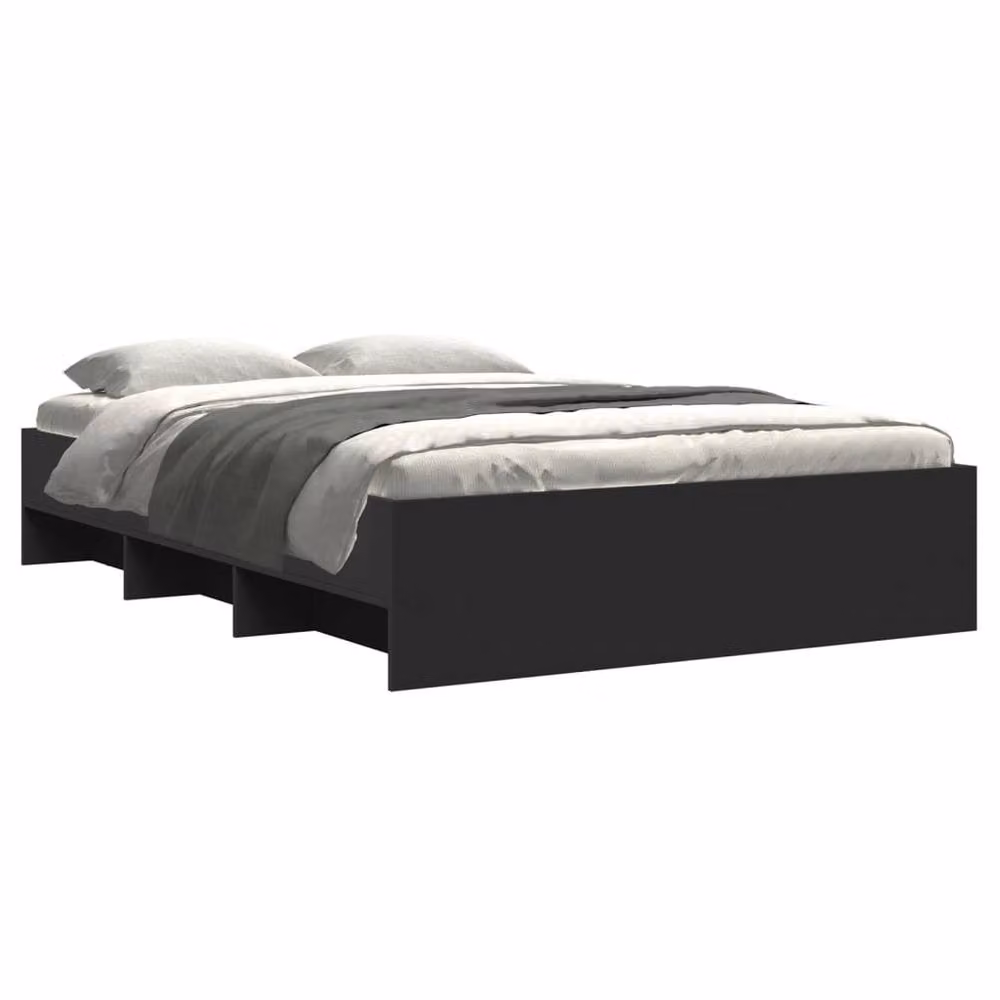 Berkfield Home Small Double Wood Bed Frame with Side Compartments, Black, W/D/H: 120 x 190 cm – 3