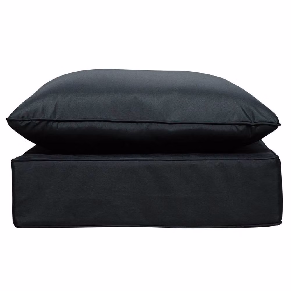 Kelvenix Modern Rectangular Outdoor Seat and Back Cushion Set in Black, W: 190 cm x H: 100 cm – 3