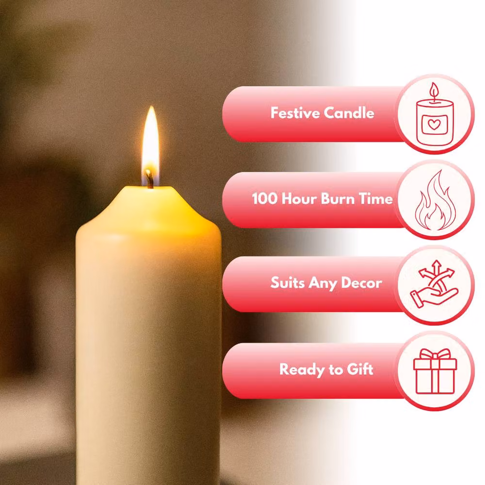 Marco Paul 100 Hour Burn Pillar Candle in Beige and White – 4