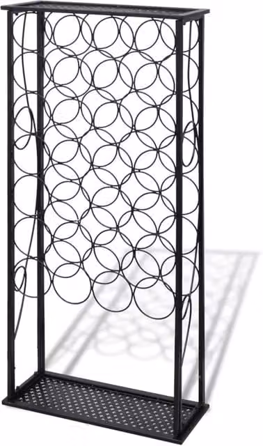 Berkfield Home Matt Black Metal Freestanding Wine Rack for 28 Bottles – 1