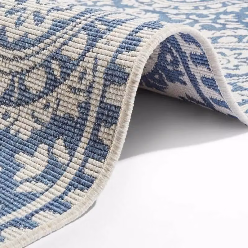 THE RUGS Jardin Reversible Indoor-Outdoor Polypropylene Runner in Blue, Grey, Black and Yellow, W/D/H: 80 x 250 cm – 2