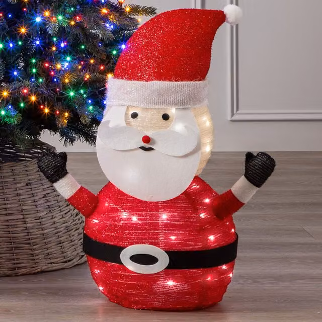 Christow Pop Up LED Christmas Santa Decoration, Multicolour, W/D/H: 30 x 30 x 70 cm
