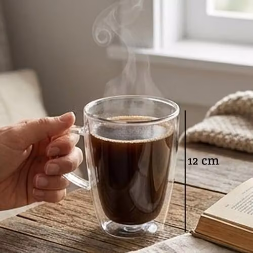 Orsina Double Walled Glass Mug, 330ml, Transparent with Silicone Base – 2