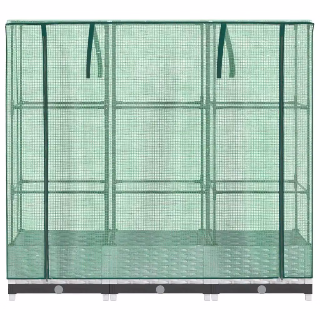 Berkfield Home Raised Bed with Greenhouse Cover in White Rattan Look, W/D/H: 120 x 40 x 123 cm – 3