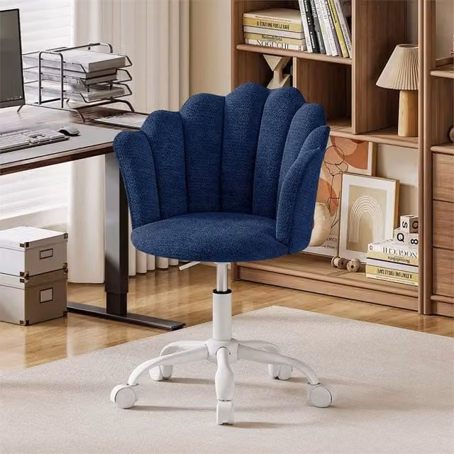 Havendro Modern Blue Chenille Fabric Swivel Task Chair for Home Office